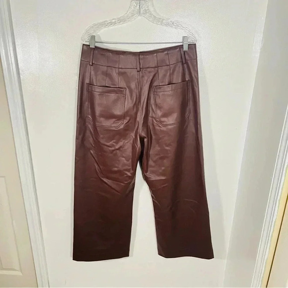 NWT Anthropologie Colette Cropped Vegan Leather Pants Chocolate - Picture 4 of 9